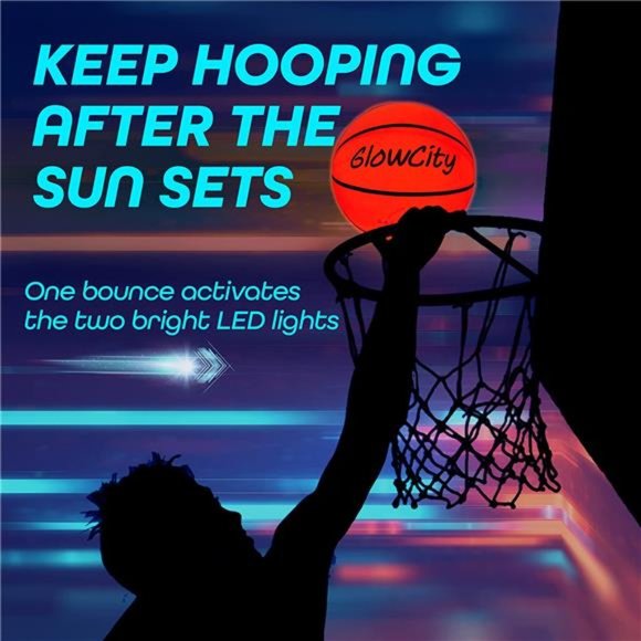 Glow in The Dark Basketball for Teen Boy - Glowing Red Basket Ball - Picture 2 of 5